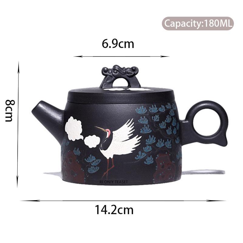 

180ml Chinese Yixing Purple Clay Teapot Beauty Kettle Famous Handmade Flying Crane Pattern Tea Pot Zisha Tea Set Customized