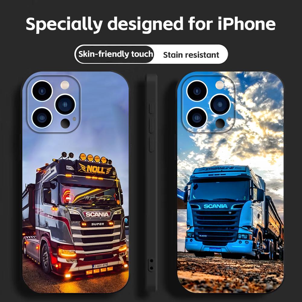 S-Scania TruxES Phone Case For iPhone 16 16e 15 14 13 12 11 Plus Mini Pro Max Soft Black Shockproof Cover