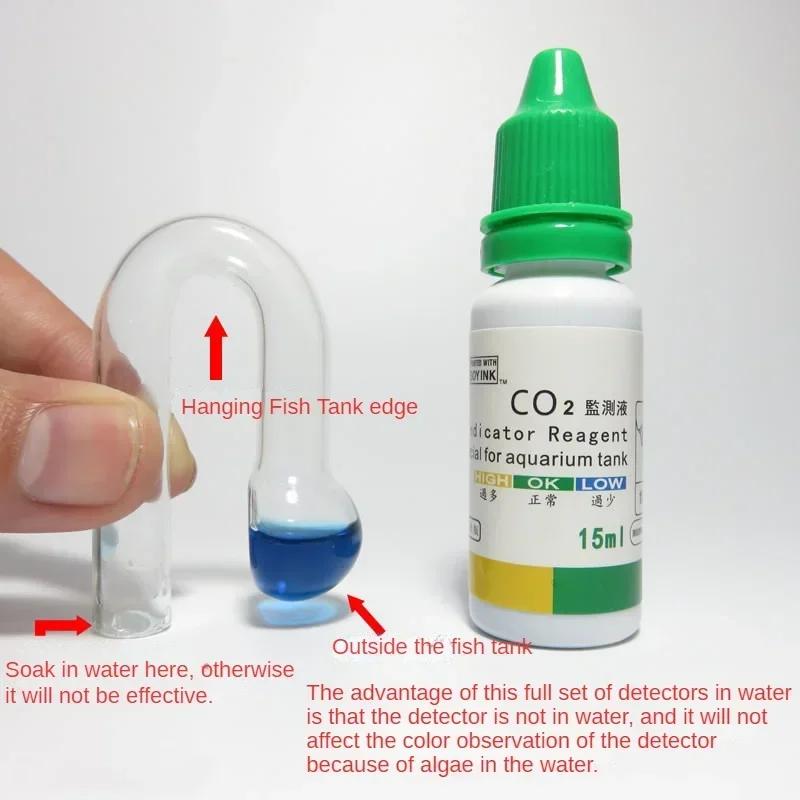 Aquarium CO2 Indicator Solution 15ml Fish Tank Long-Term Monitor CO2 Test PH Liquid ForAquatic Plants (Used with Drop Checker)