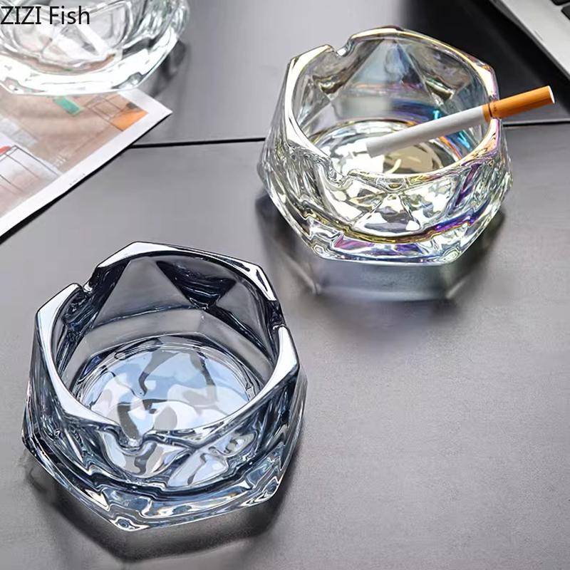 Transparent Glass Ashtray Home Ash Tray Office Table Smoking Accessories Hexagonal Diamond Shaped Ashtrays Gift for Boyfriend