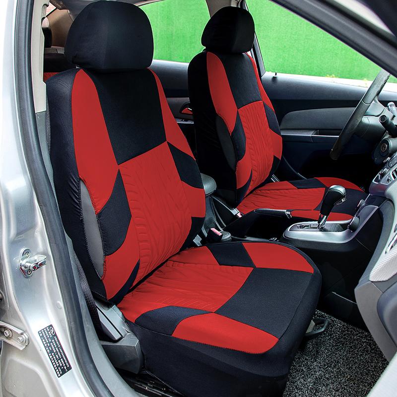 AUTO HIGH Embroidery Car Seat Covers Polyester Universal Fit Most Cars Truck SUV Van Protector - Front Pair