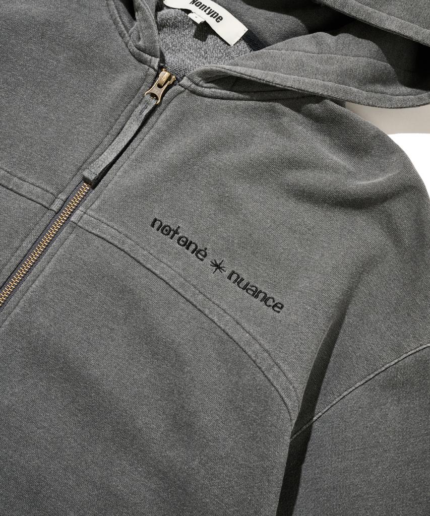 Nontype Bleached Hoodie Zip Up (Charcoal)