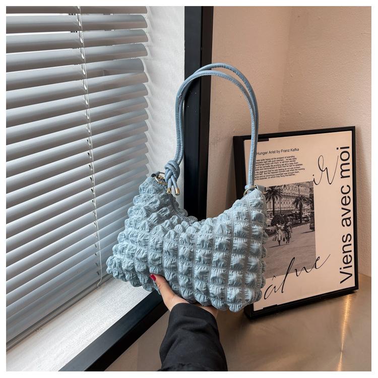 Women's bag new small fresh soft underarm pleated bag fashionable atmosphere simple shoulder bag