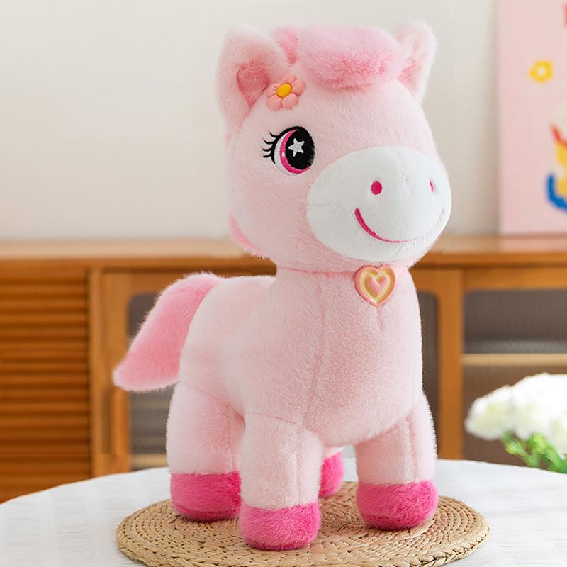 

Year of the Horse mascot peach blossom horse plush toy doll 2025 pink pony doll good start gift 25cm [Large quantity is preferred]