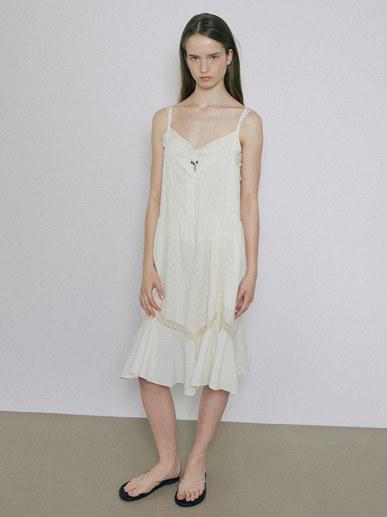 Taeliseu Eyelet Lace Strap Dress_Ivory