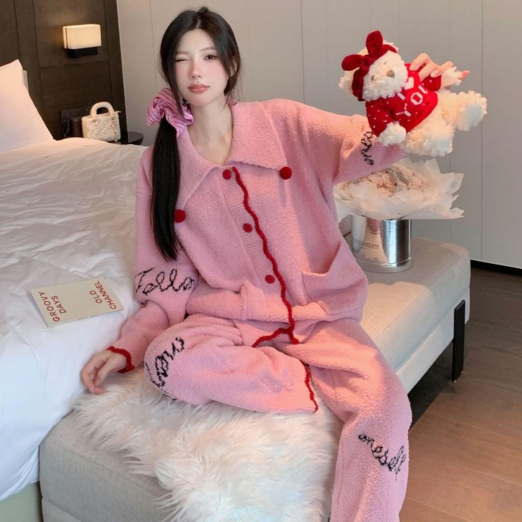 Cozy Womens Pajama Set With Letter Printing Design For Home And Sleep Comfort