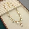 Medieval Vintage Light Luxury Baroque Pearl Necklace Earrings Set Heavy Industry Lily Of The Valley Necklace Ear Hook