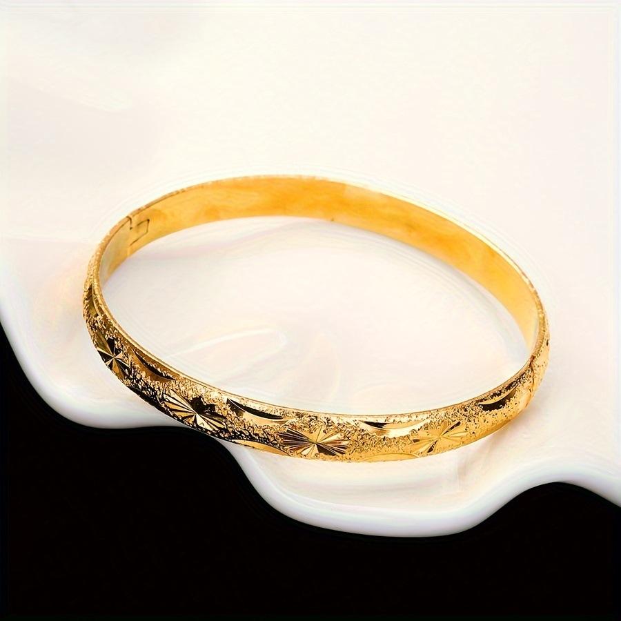 Hot Selling 8mm Wide 24K Gold Plated Brass Hinged Clasp Bangle Bracelet for Women Luxury Fashion Jewelry ODM 8mm&TRENDY