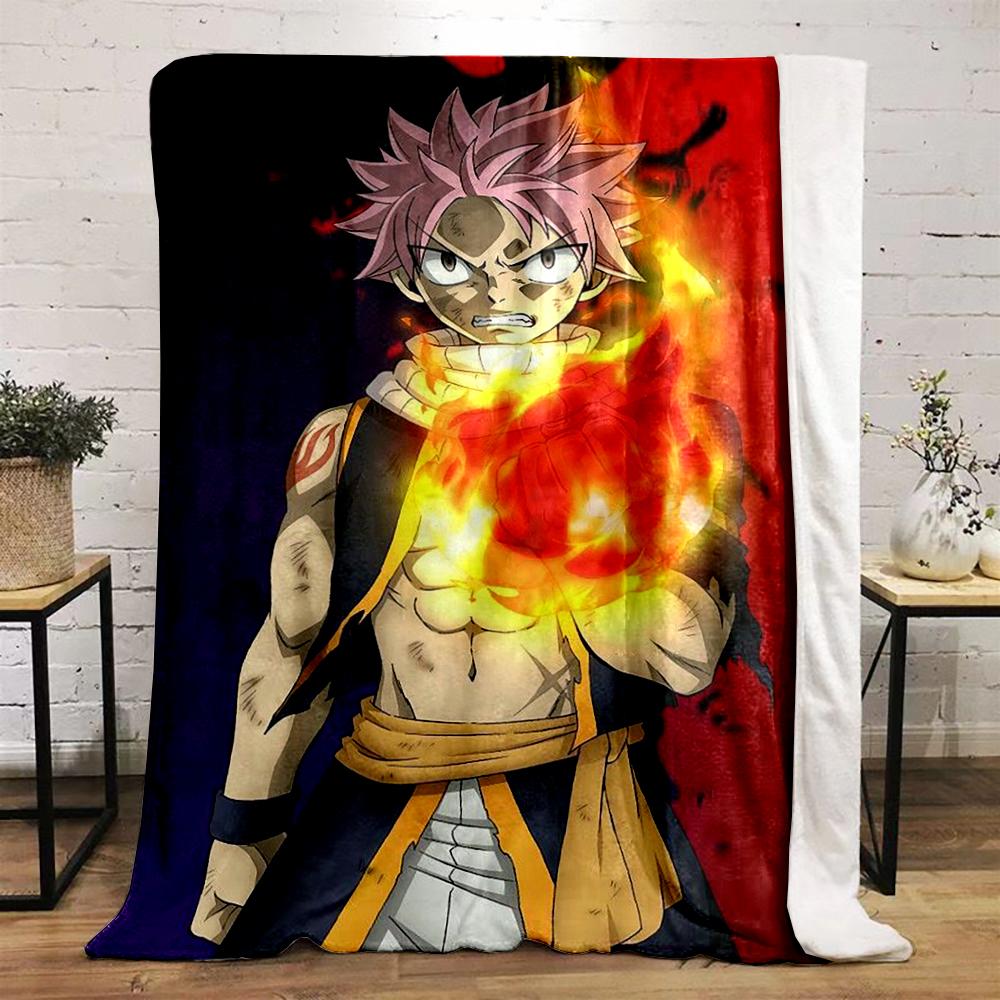 Anime Character with Flaming Hand Design Flannel blanket for bedroom, living room, sofa, and nap sofas