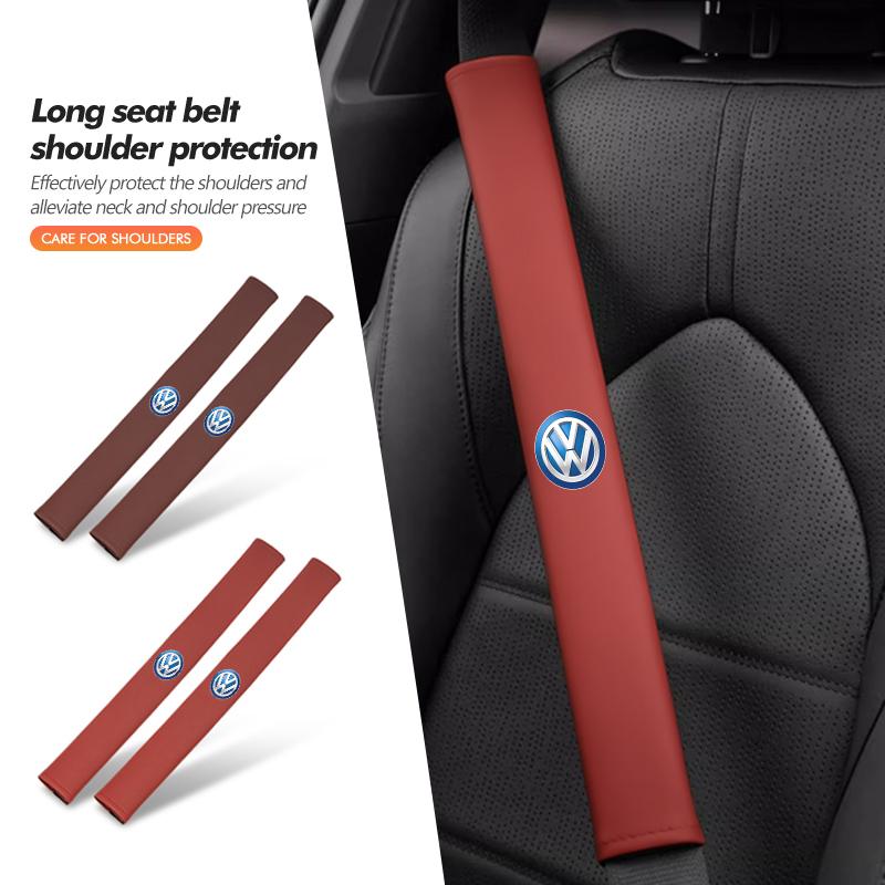 BIG1 For Volkswagen VW Leather Car Safety Belt Shoulder Cushion Extended Length Anti-Wear Golf 4 5 6 7 Polo Jetta Sagitar Magotan