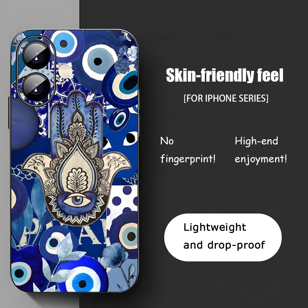 Blue Evil Eye Popular pattern Phone Case For iPhone 17 16 15 14 13 12 11 X XR XS 8 Plus Mini Pro Max Soft black Shockproof Cover