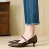 Chaussures à Bride Unique pour Femmes, Style Français, Bout Pointu, Nouvelle Collection Printemps/Automne, Décolleté Bas, Talons Bas Élégants