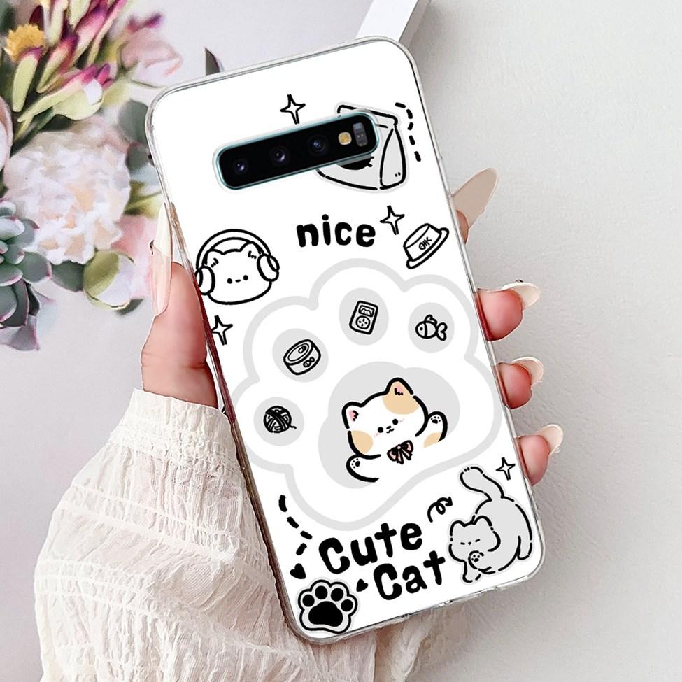 For Samsung S10 Plus Case SM-G975F Cute Kawaii Fashion Flowers Luxury Cool Painted Soft Cover For Samsung Galaxy S10+ Phone Case