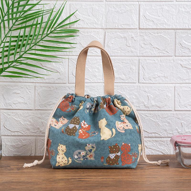 Japanese Lunch Box Bag Handheld Canvas Lunch Tote For Office And Picnics