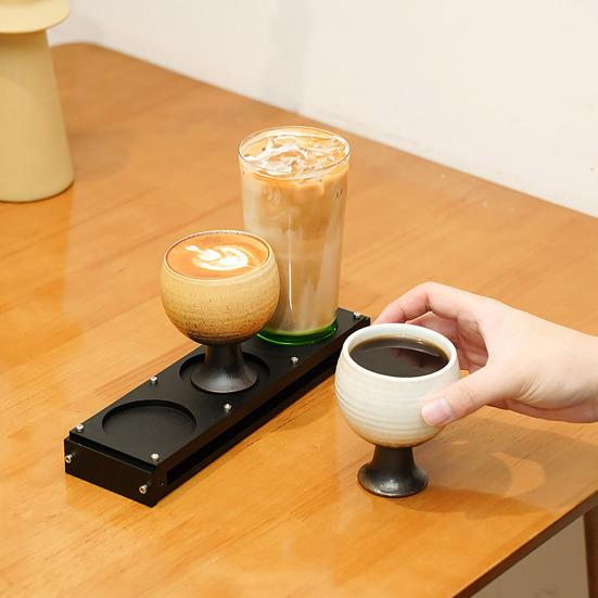 Desktop Cup Holder with 3-Slots Anti-scald Double-layer Heavy Duty Camping Picnic BBQ 3 Water Cups Organizer Coffee Mug Beer Glass Storage Stand