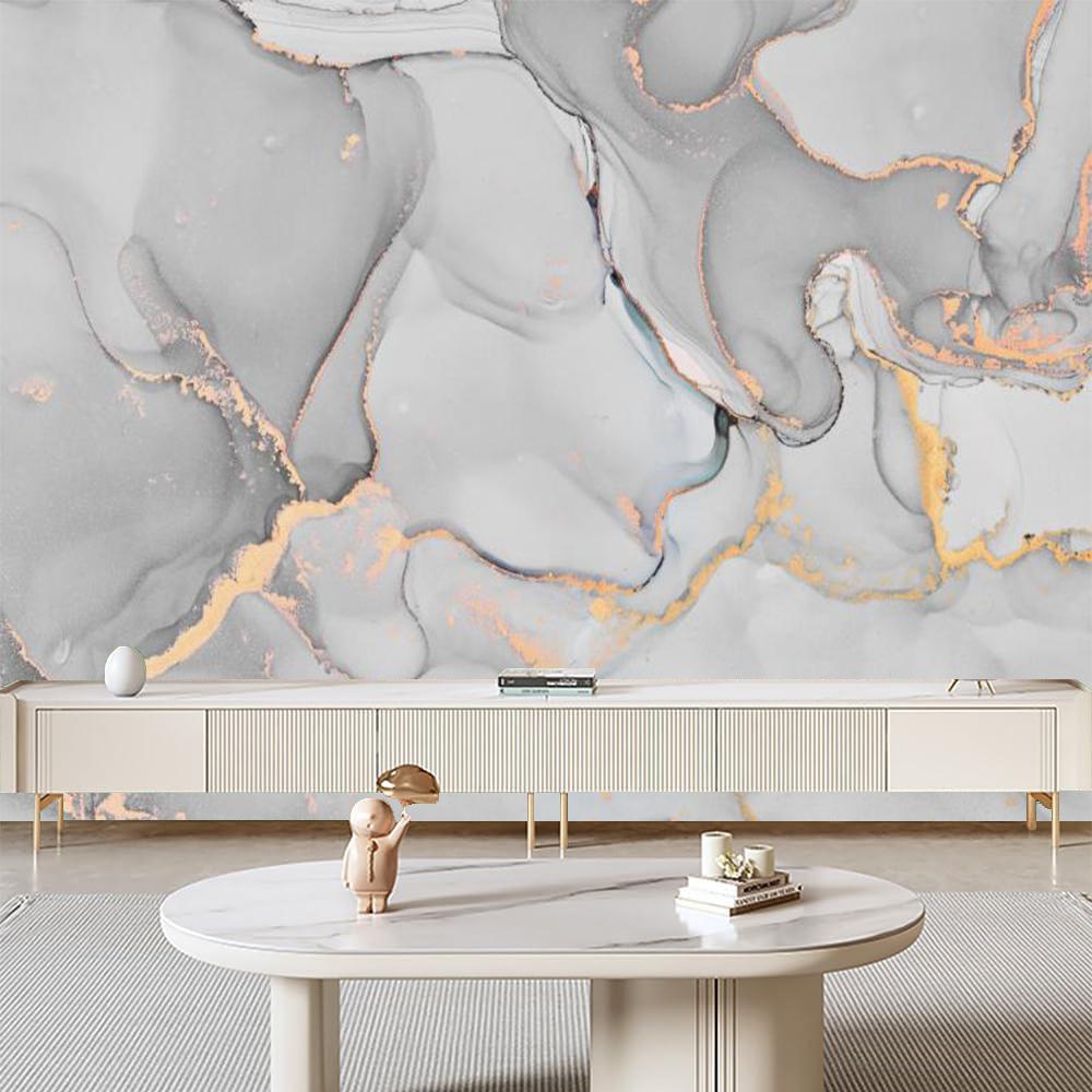 White Gold Marble Wallpaper Modern Stylish Marble Murals Abstract 3d Texture Wall Paper Living Room Bedroom Home Decor