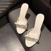 Sandals women summer wear 2025 foreign trade new one-word drag fairy fashion bow slippers sandals high heels