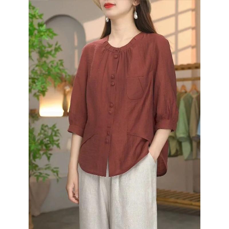 Three-quarter Sleeve Shirt Women's New Autumn Korean Style Loose Shirt Design Niche Western Style Top