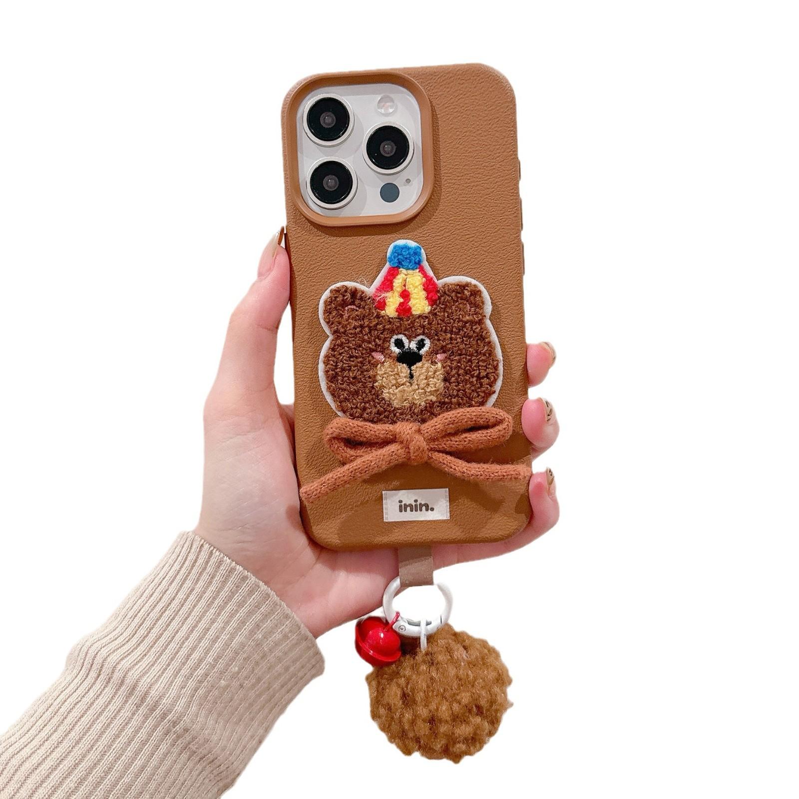 

Чехол для мобильного телефона iPhone16 15 с вышивкой бантика и рисунком личи вест-хайленд, подходит для Apple 14 13pmax, мультяшный Apple 13