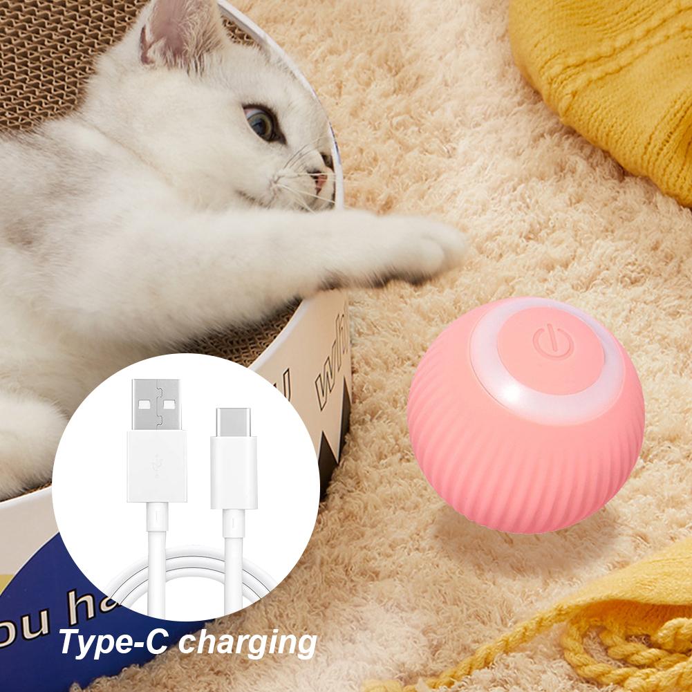 USB Rechargeable Electronic Interactive Pet Toy Interactive Pet Ball Toy Self Moving Motion Activated Ball for Indoor Cat Kitten