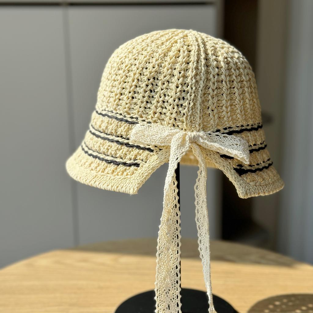 Weben Temperament Mode Fischerhut Kinder Frühling und Sommer Freizeit Hohl Gestrickter Beckenhut