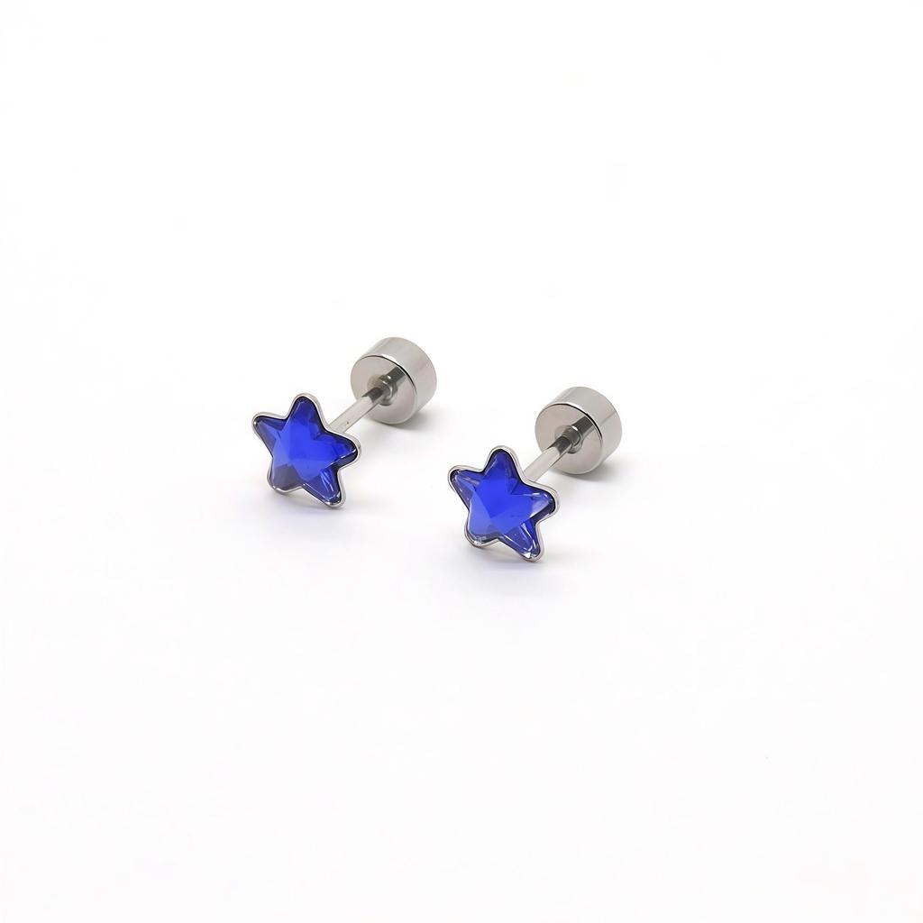 Versatile Stainless Steel Star Rhinestone Stud Earrings - Unisex Simple Style