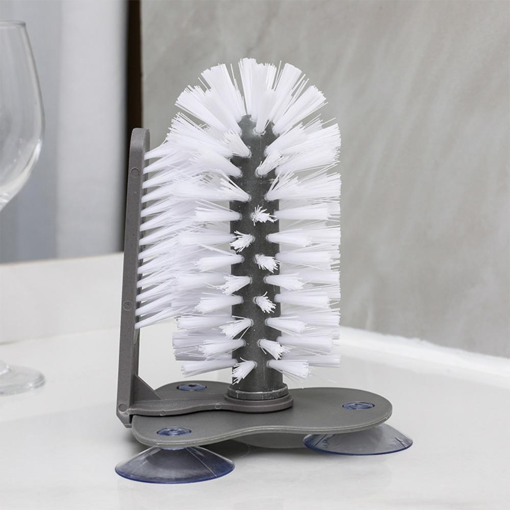 2 In 1 Lazy Cup Brush Detachable Water Bottles Cleaner Glass Cup Cleaning Brush  Wine Glass серый