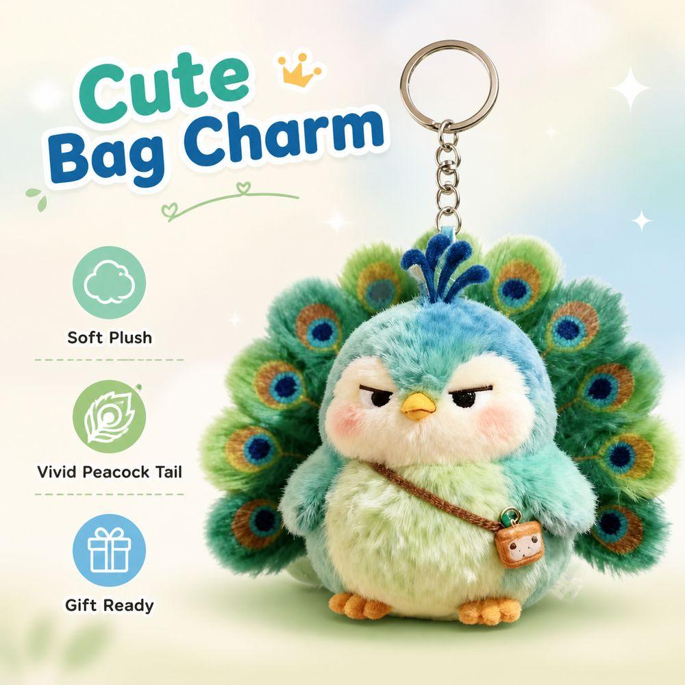 Cute Style Peacock Plush Toy Green Peacock Peacock Bag Charm Bag Accessories  Handbag Decoration