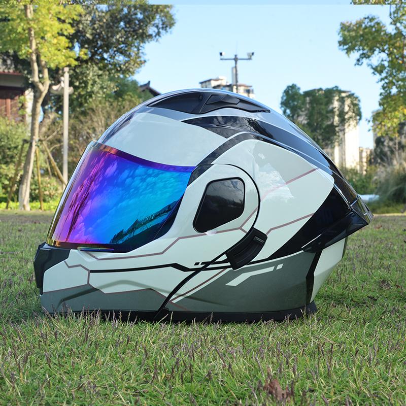 ORZ Flip Up Motorcycle Helmet Modular Full Face Dual Visor DOT Approved Street Bike Touring Crash Helmet