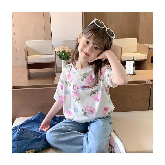 Girls Ice Silk Jersey Short Sleeve T Shirt Lightweight Summer Casual Top 100