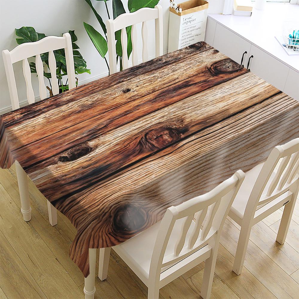 Rustikales Holzmaserung Rechteckiges Polyester Tischdecke Ganzjahres Festliche Party Dekoration Für Zuhause Kaffeetisch Abdeckung