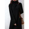 Women's Mid-Length Wool Cashmere Sweater Dress - Bat Sleeve, High Neck, Loose Fit, Autumn/Winter Style
