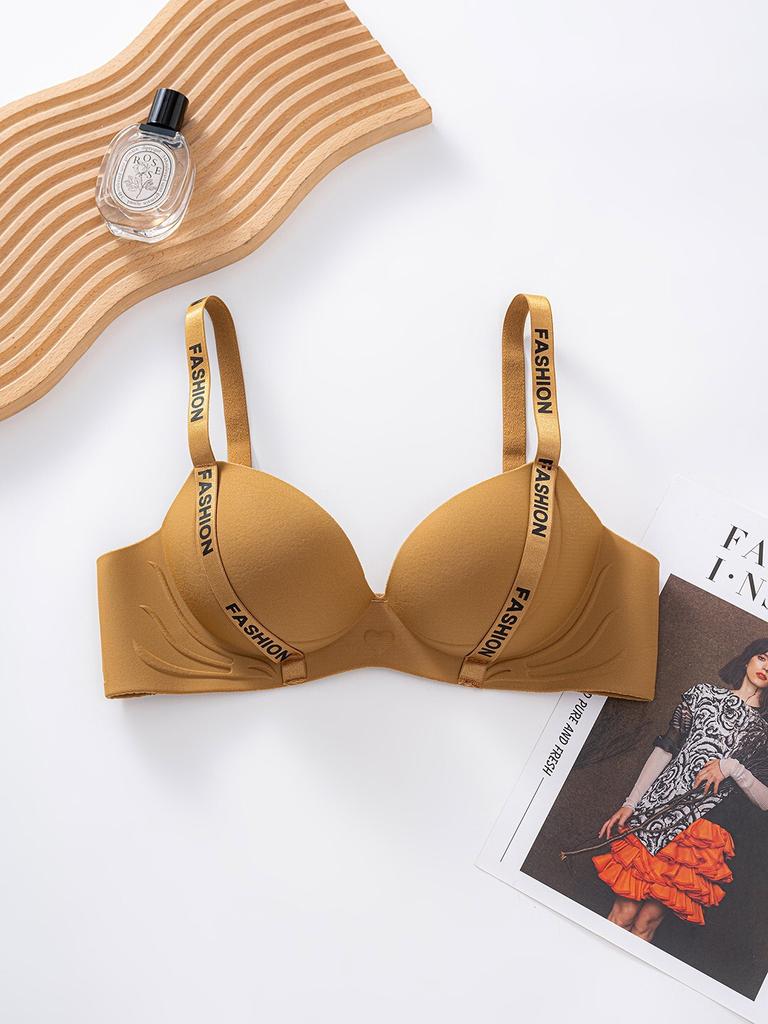 Sexy Large Size Letter Shoulder Strap Seamless Underwear Women's Small Breasts Gather and Show Large Without Steel Ring Upper Support Anti-sagging