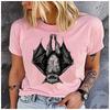 Womens Cotton  Animal Bat Print Tshirt Loose Round Neck Casual Short Sleeve Fashion Top  Clothing Summer