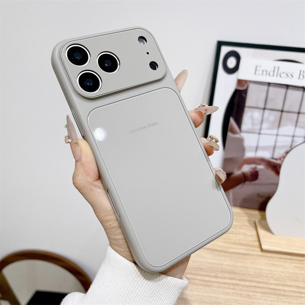 Genuine Glass Glossy Hard Shockproof Case for iPhone 17 16 15 14 13 12 11 Pro Max Plus Macaron Candy Color Cover for iPhone Air