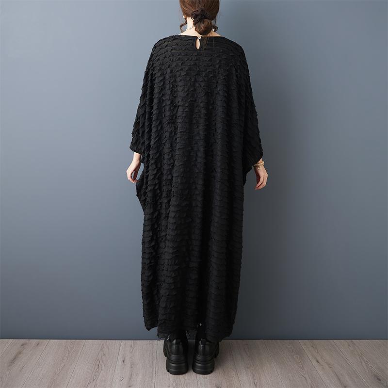 DIMANAF New 2026 Summer Plus Size Women Elegant Lady Long Dress Vintage Black Floral Jacquard Lace Loose Oversize Maxi Clothing