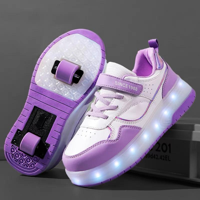 Kid's Luminous Sneaker Rubbing Shoes Children's Shoes Solid Milk Patch Charging Lamp Shoes Kids Glowing Sneakers