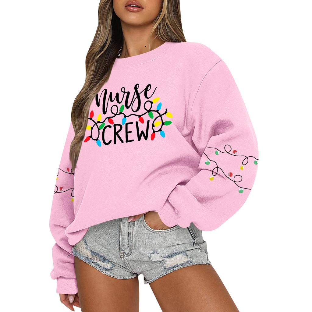 Women  Tops Women's Long Sleeve Sweatshirt Casual Crewneck Loose Fit Pollover Fleece Tops