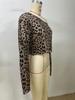 2026 Leopard Print Off-shoulder Cropped Long-Sleeve Top for Women