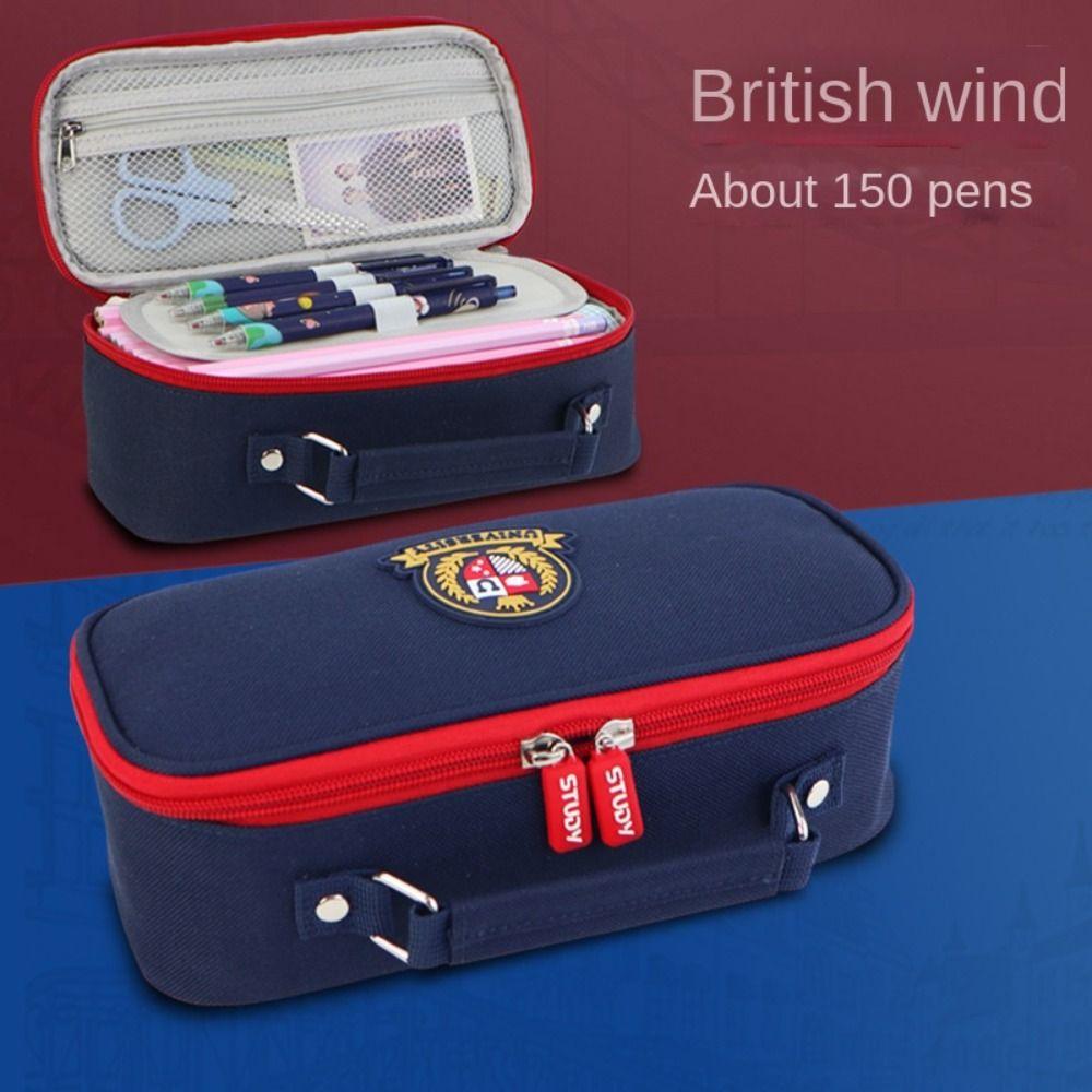 

Oxford Large Capacity Pencil Pouch Waterproof Multi Layered Stationery Bag Birthday Gift style E