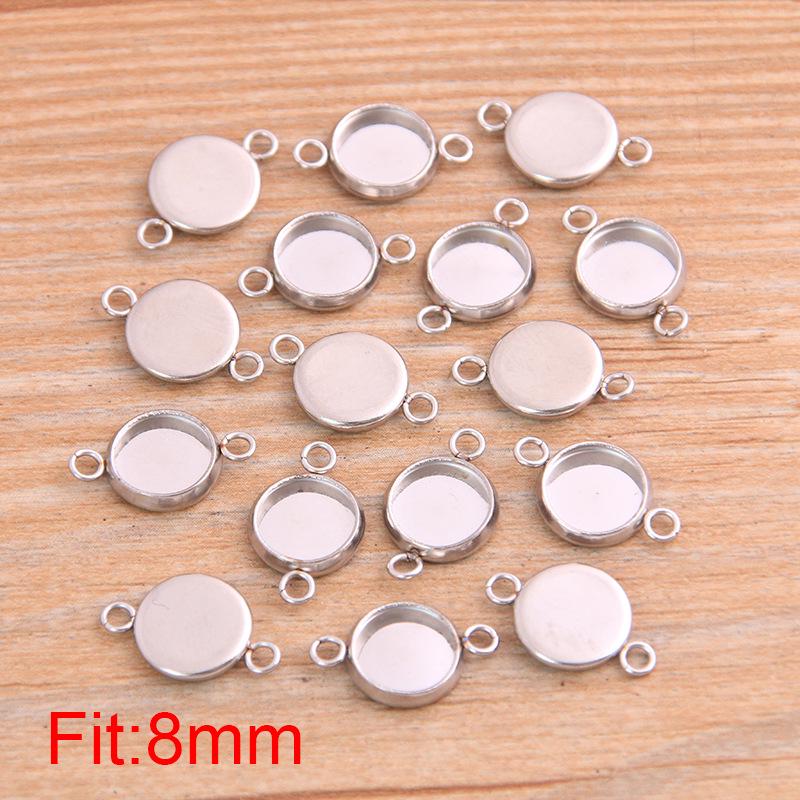10-30mm Stainless Steel Round/Rectangular Gem Base Tray Pendant Connector