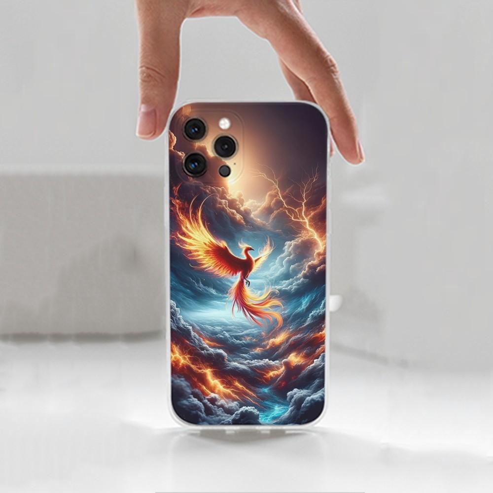 Cool Phoenix Phone Case For iPhone 16,15,14,13,12,11 Plus,Pro,Max,XR,XS,X,7,8 Plus,SE,Mini,Transparent,Silicone Case