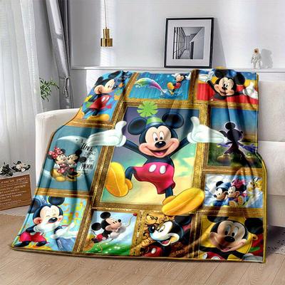 Koc Mickey i Minnie Ultra-Miękki, Ciepły, Przytulny Narzut na Salon, Kanapę, Akcesorium Podróżne na Cztery Pory Roku Urocza Postać z Kreskówki Dekoracja Domu