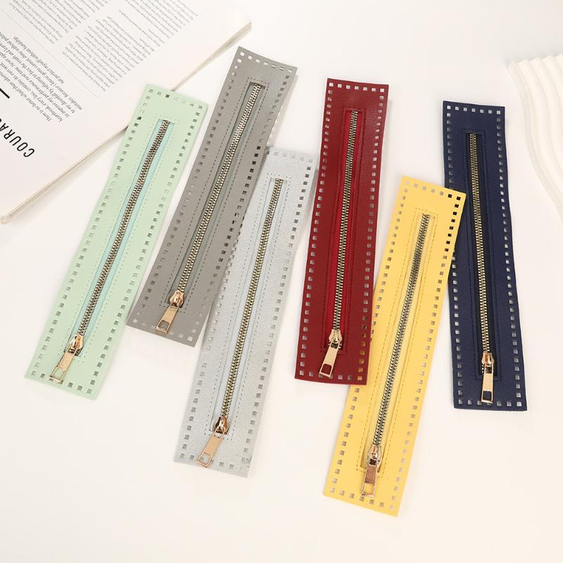 27 cm doppelseitige Leder-Reißverschluss-Utility-Handtasche Leder-Reißverschluss-Utility-Häkeltasche Beschläge Solider Reißverschluss Nähzubehör