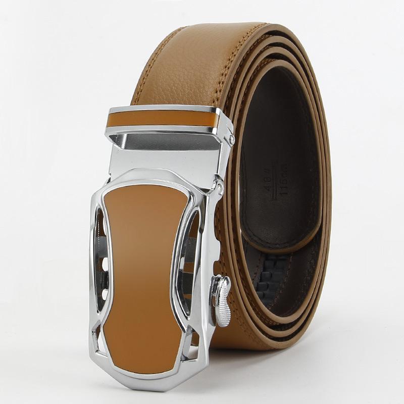 New Style of Men's Real Cowhide Belt Automatic Buckle Multi Color Business and Casual Second layer Cowhide Belt