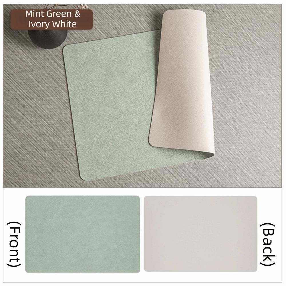 Faux Leather Table Placemats Double-Sides Square Dining Table Mat Waterproof Heat Resistant Table Place Mats For Kitchen Dining
