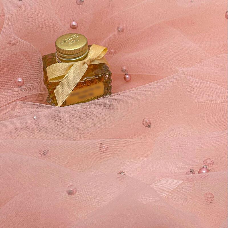 150cm Pearl Mesh Soft Tulle Mesh Fabric for Wedding Dress Party Material DIY Sewing Craft Dress Supplies Dining Table Decoration