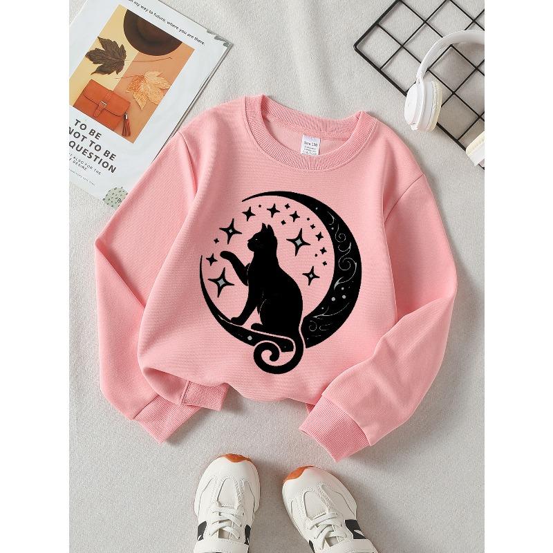 European sizes Kids' Round Neck Fashion Sweatshirt Featuring Adorable Animal Prints,  Casual Comfortable