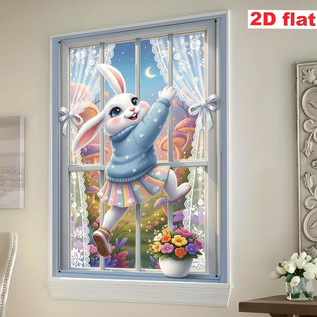 Easter Spring Rabbit & Colored Eggs Hanging Banner for Festive Decoration