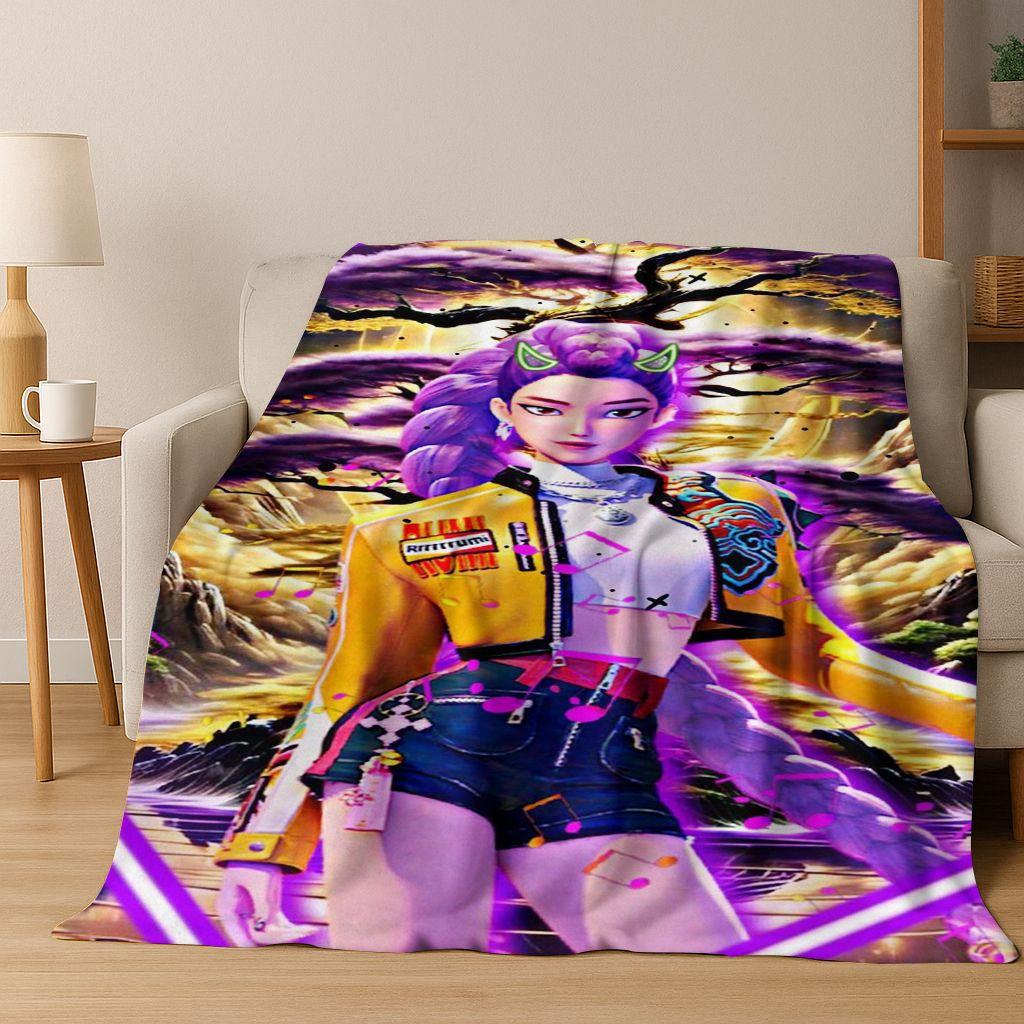 26 Stil Neue KPOP Dämonenjäger Rumi Mira Zoey Cartoon Flanell Decke, Gemütliche Weiche Überwurfdecke für Zuhause Schlafzimmer Bett Sofa Abdeckung